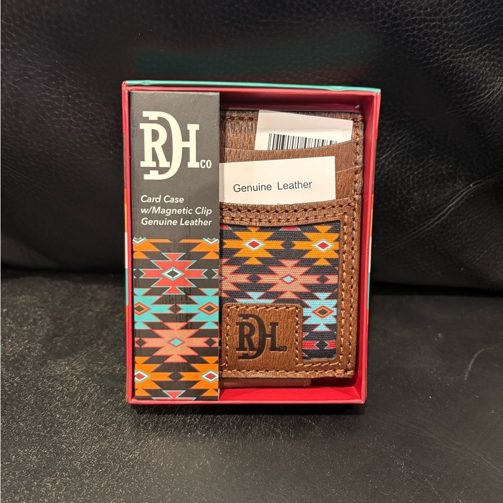 Brown and Multicolor Leather Card Holder